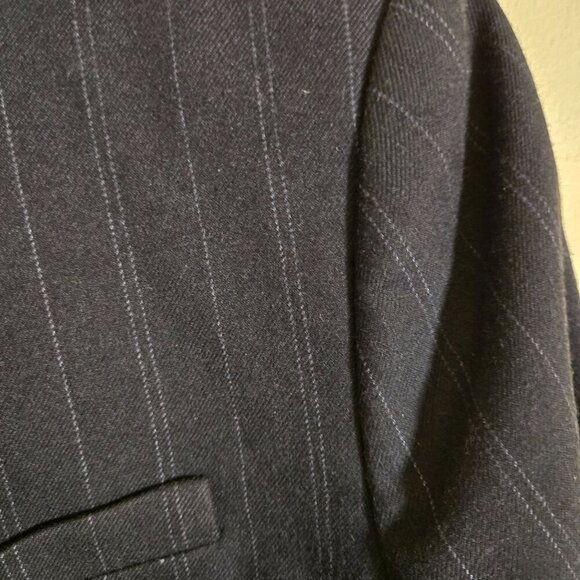 Banana Republic Navy Pinstripe Career Suiting Gray Blazer  Size 6 - Picture 4 of 8